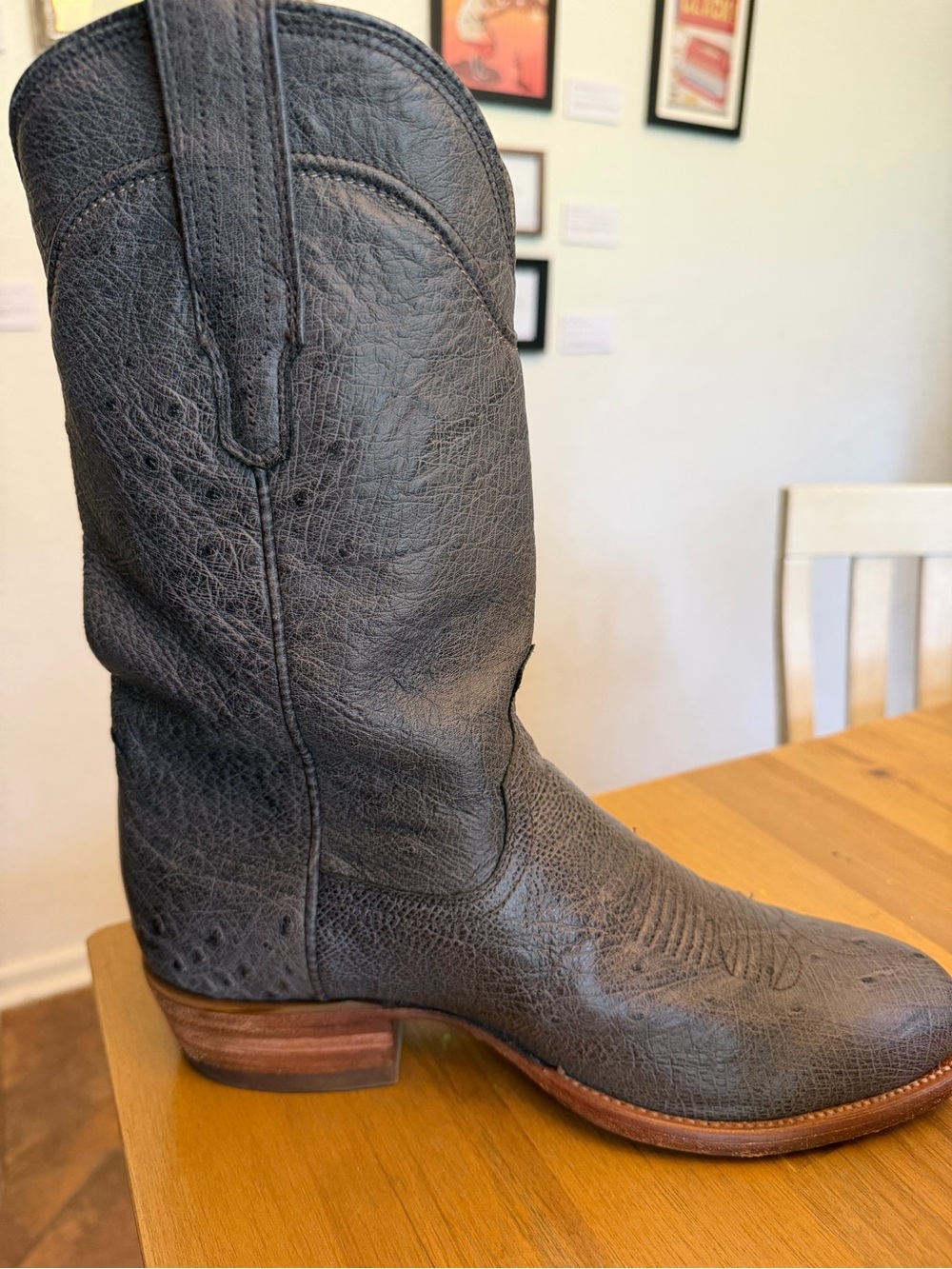 Tecovas The Jasper Smooth Ostrich grey western cowboy boots round toe - Picture 7 of 9